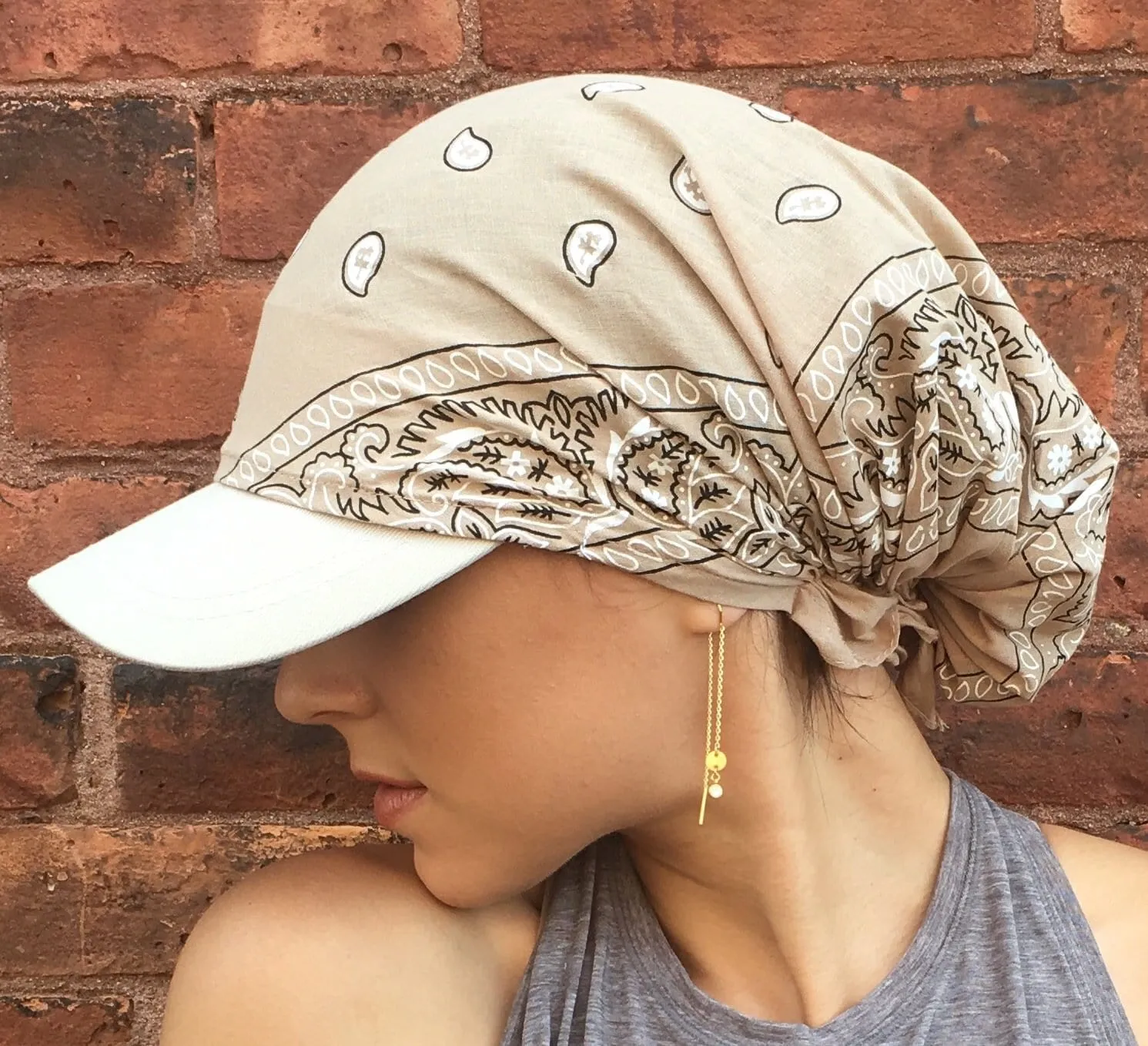 Sun Shade Essential Weekend  Pre-Tied Sun Visor With Cotton Bandana Back | Baseball Cap Visor Scarf Mix