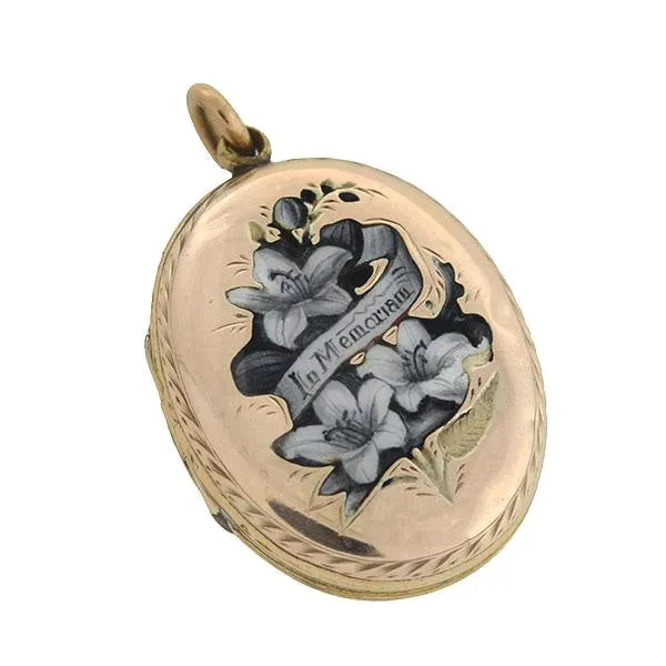 Victorian 9kt Enameled Memoriam Locket