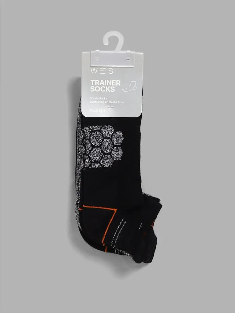 WES Lounge Charcoal Cotton Blend Trainer Socks - Pack of 3