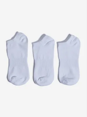 WES Lounge White Solid Cotton Blend Socks - Pack of 3