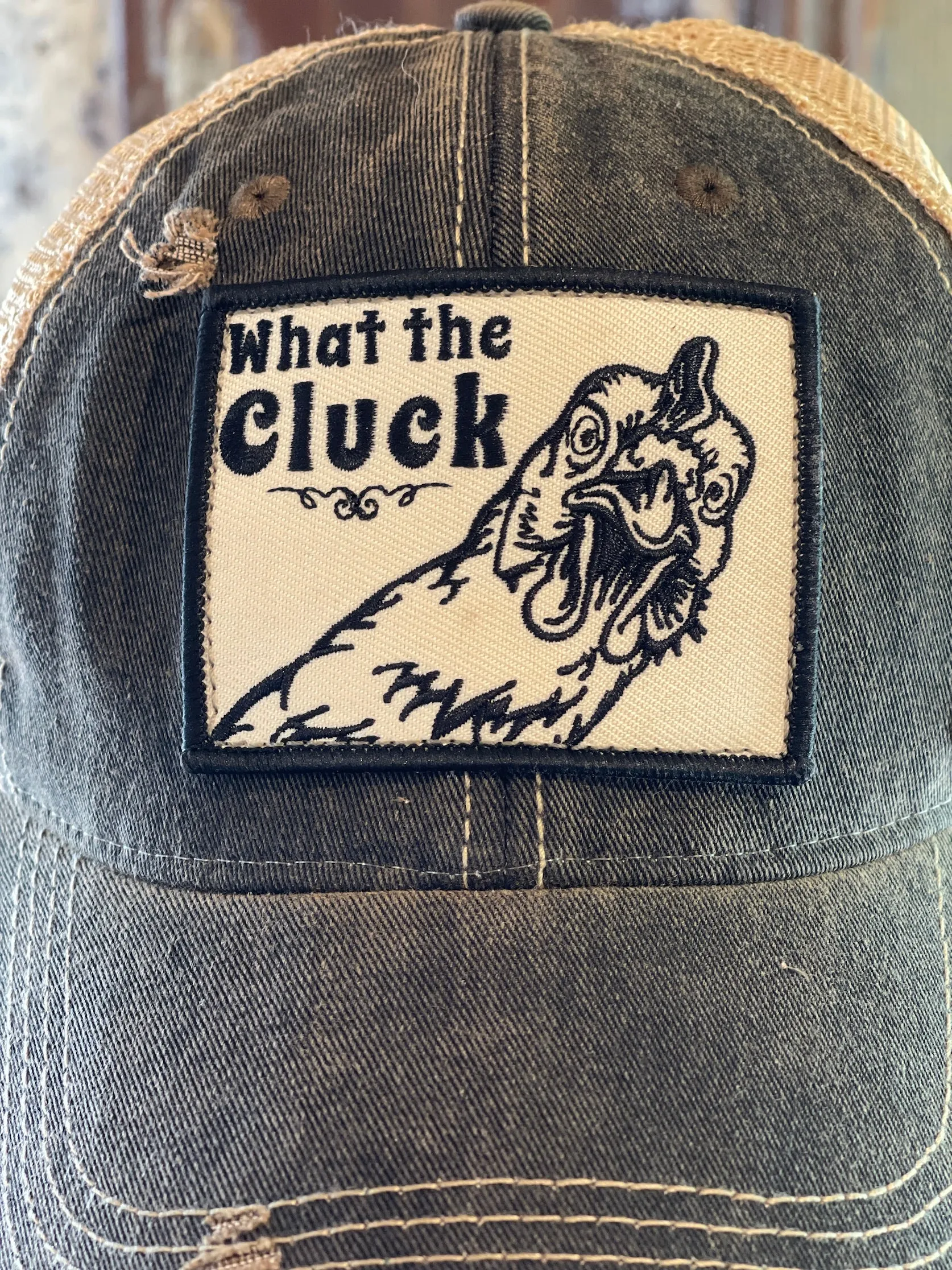 What The Cluck Hat - Distressed Black Snapback