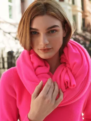 White   Warren - Cashmere Travel Wrap in Neon Pink Sunrise