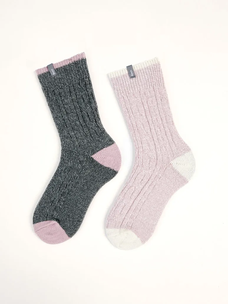 Women's Ultra-Soft Crew Socks (2 Pairs) - Pink