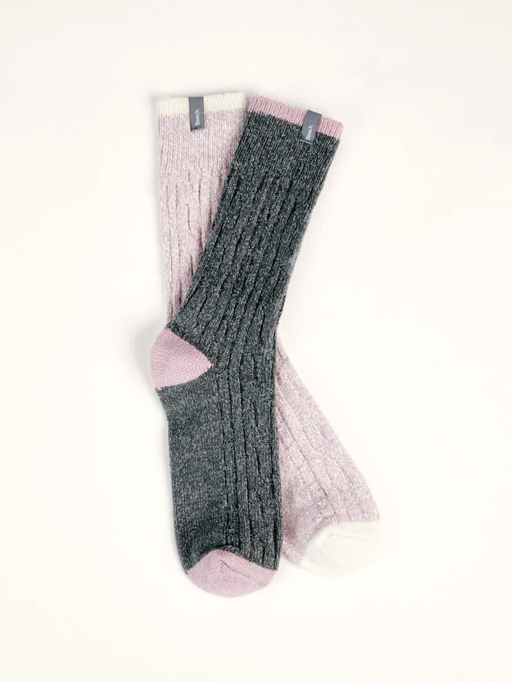 Women's Ultra-Soft Crew Socks (2 Pairs) - Pink